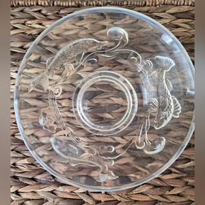 1950 TED MEHRER FOR VERLYS FRENCH GLASS OPALESCENT THREE FISH BOWL - ART DECO